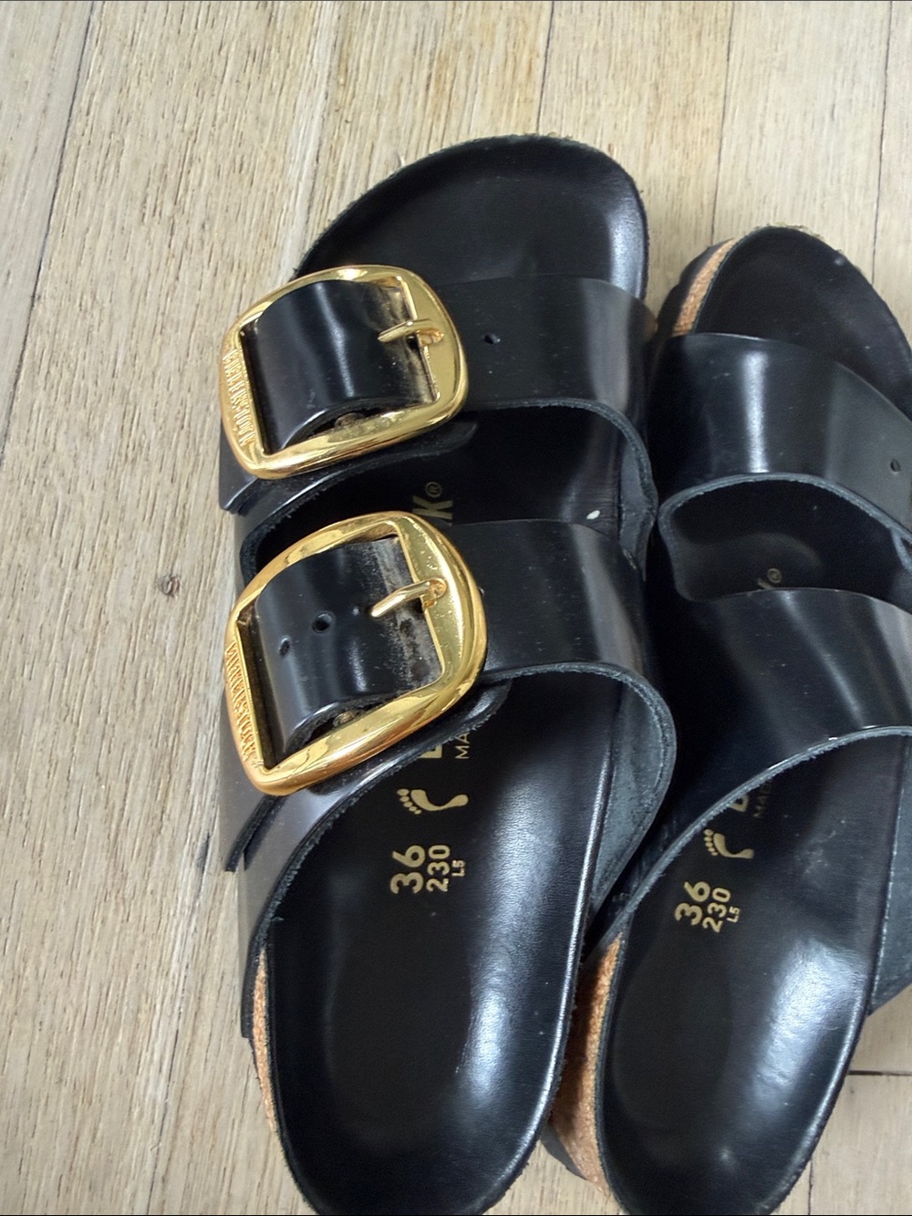 Birkenstock Arizon Big Buckle Sandal High Shine Black size 36 - Picture 5 of 7